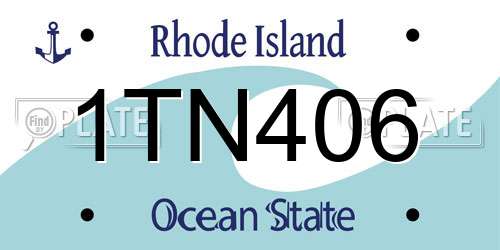 1TN406 Rhode Island License Plate