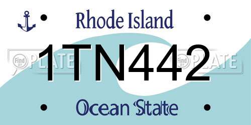 1TN442 Rhode Island License Plate