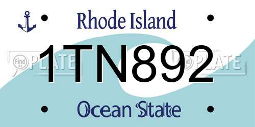 1TN892 Rhode Island License Plate