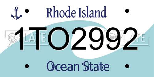1TO2992 Rhode Island License Plate