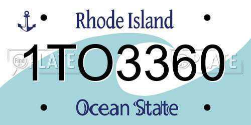 1TO3360 Rhode Island License Plate