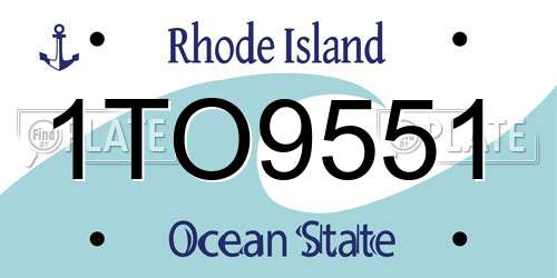 1TO9551 Rhode Island License Plate