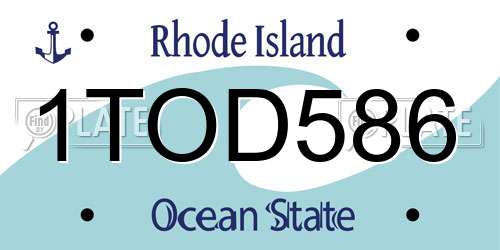 1TOD586 Rhode Island License Plate