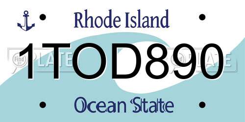 1TOD890 Rhode Island License Plate