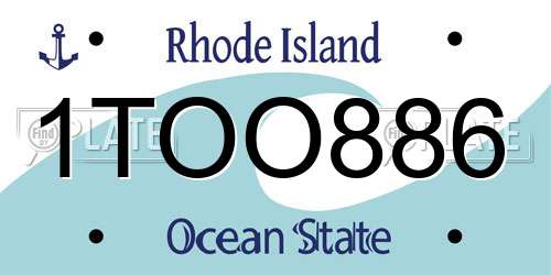 1TOO886 Rhode Island License Plate