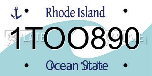 1TOO890 Rhode Island License Plate