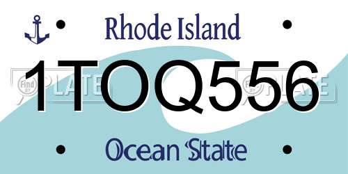 1TOQ556 Rhode Island License Plate