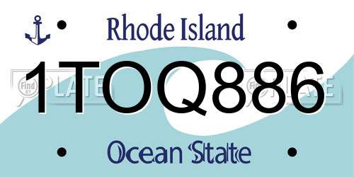 1TOQ886 Rhode Island License Plate