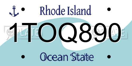 1TOQ890 Rhode Island License Plate