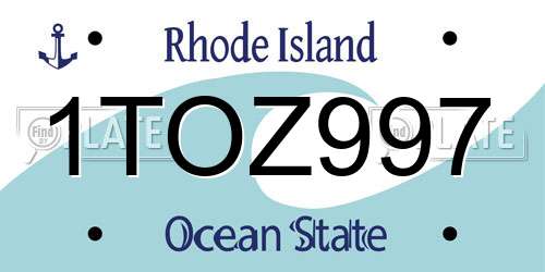 1TOZ997 Rhode Island License Plate