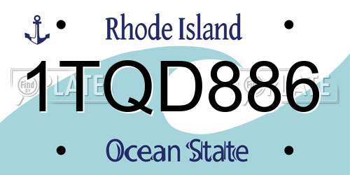 1TQD886 Rhode Island License Plate