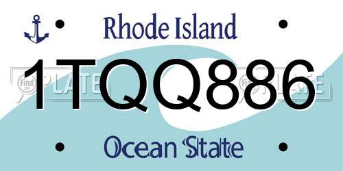 1TQQ886 Rhode Island License Plate