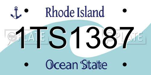 1TS1387 Rhode Island License Plate