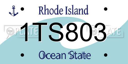 1TS803 Rhode Island License Plate