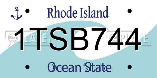 1TSB744 Rhode Island License Plate
