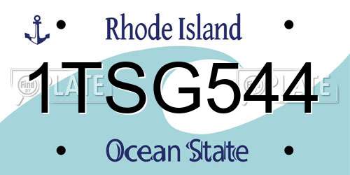 1TSG544 Rhode Island License Plate