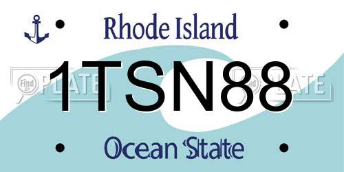 1TSN88 Rhode Island License Plate