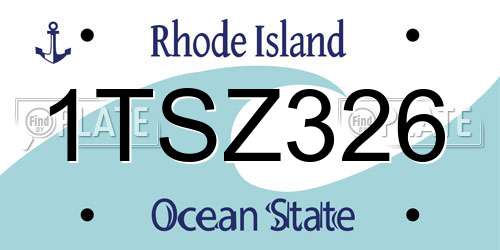 1TSZ326 Rhode Island License Plate
