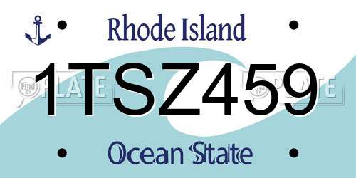 1TSZ459 Rhode Island License Plate