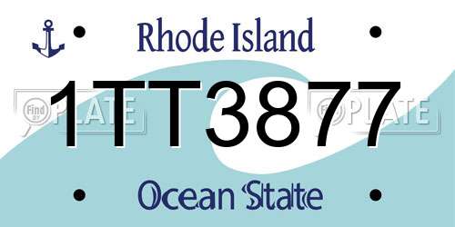 1TT3877 Rhode Island License Plate