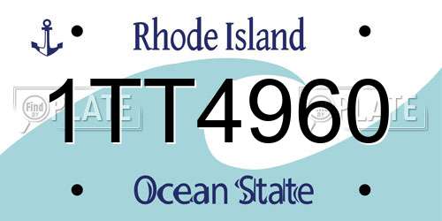 1TT4960 Rhode Island License Plate