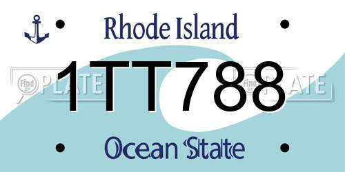 1TT788 Rhode Island License Plate