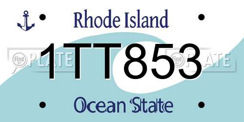 1TT853 Rhode Island License Plate