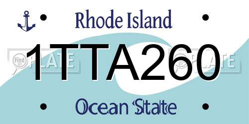1TTA260 Rhode Island License Plate