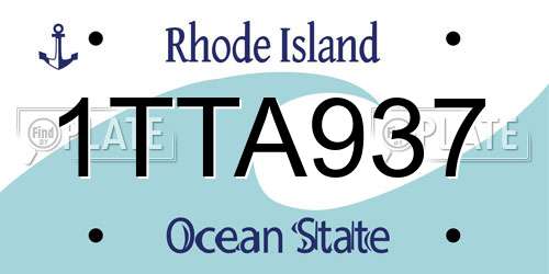 1TTA937 Rhode Island License Plate