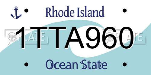 1TTA960 Rhode Island License Plate