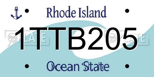 1TTB205 Rhode Island License Plate