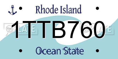 1TTB760 Rhode Island License Plate