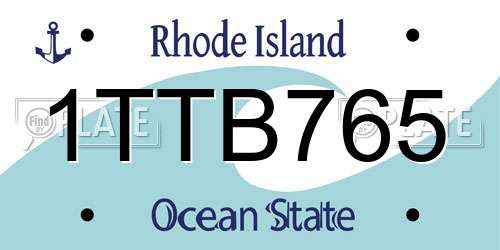 1TTB765 Rhode Island License Plate