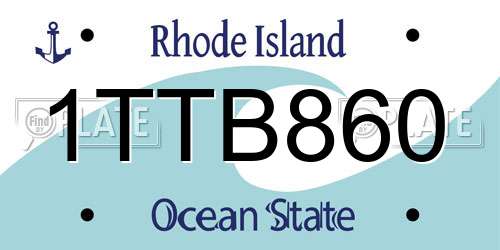 1TTB860 Rhode Island License Plate