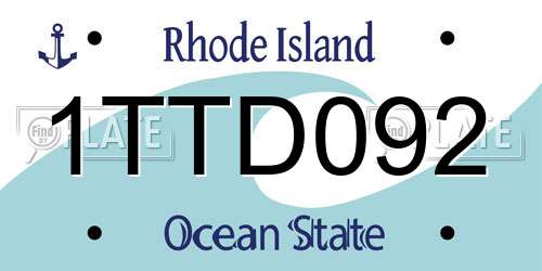 1TTD092 Rhode Island License Plate