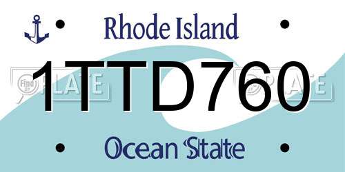 1TTD760 Rhode Island License Plate