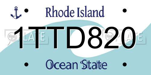 1TTD820 Rhode Island License Plate