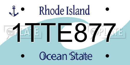 1TTE877 Rhode Island License Plate