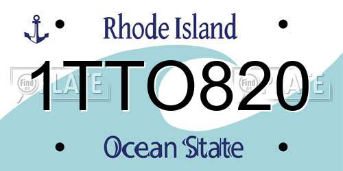 1TTO820 Rhode Island License Plate