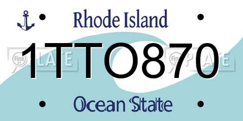 1TTO870 Rhode Island License Plate