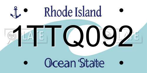 1TTQ092 Rhode Island License Plate