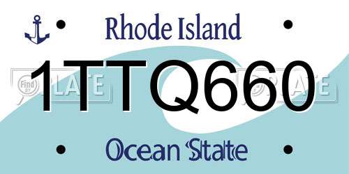 1TTQ660 Rhode Island License Plate