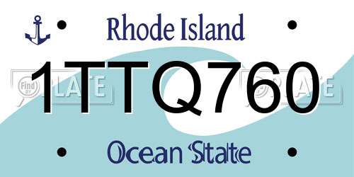 1TTQ760 Rhode Island License Plate