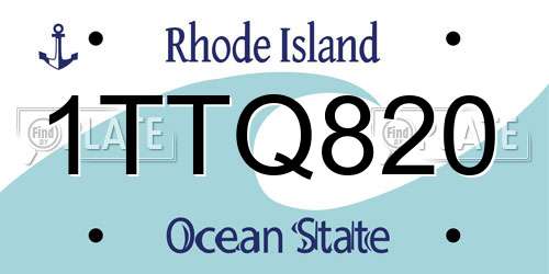 1TTQ820 Rhode Island License Plate