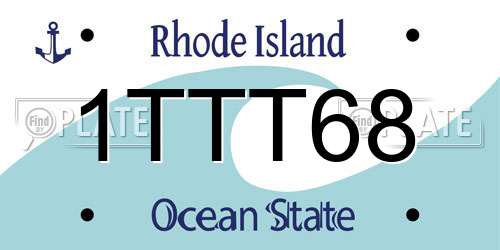 1TTT68 Rhode Island License Plate