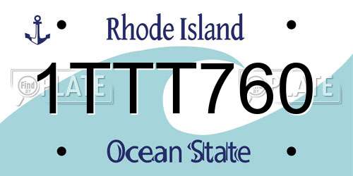 1TTT760 Rhode Island License Plate