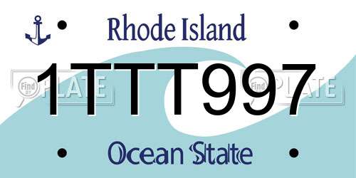 1TTT997 Rhode Island License Plate