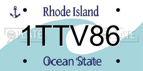 1TTV86 Rhode Island License Plate