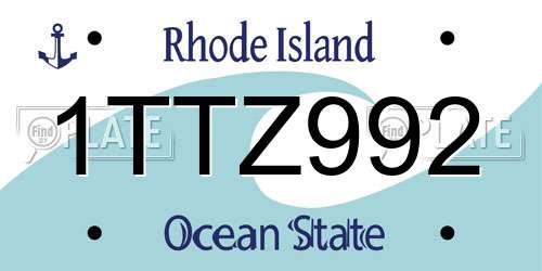 1TTZ992 Rhode Island License Plate