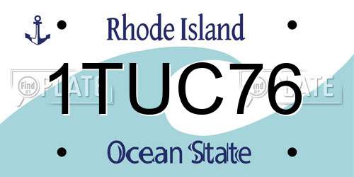 1TUC76 Rhode Island License Plate